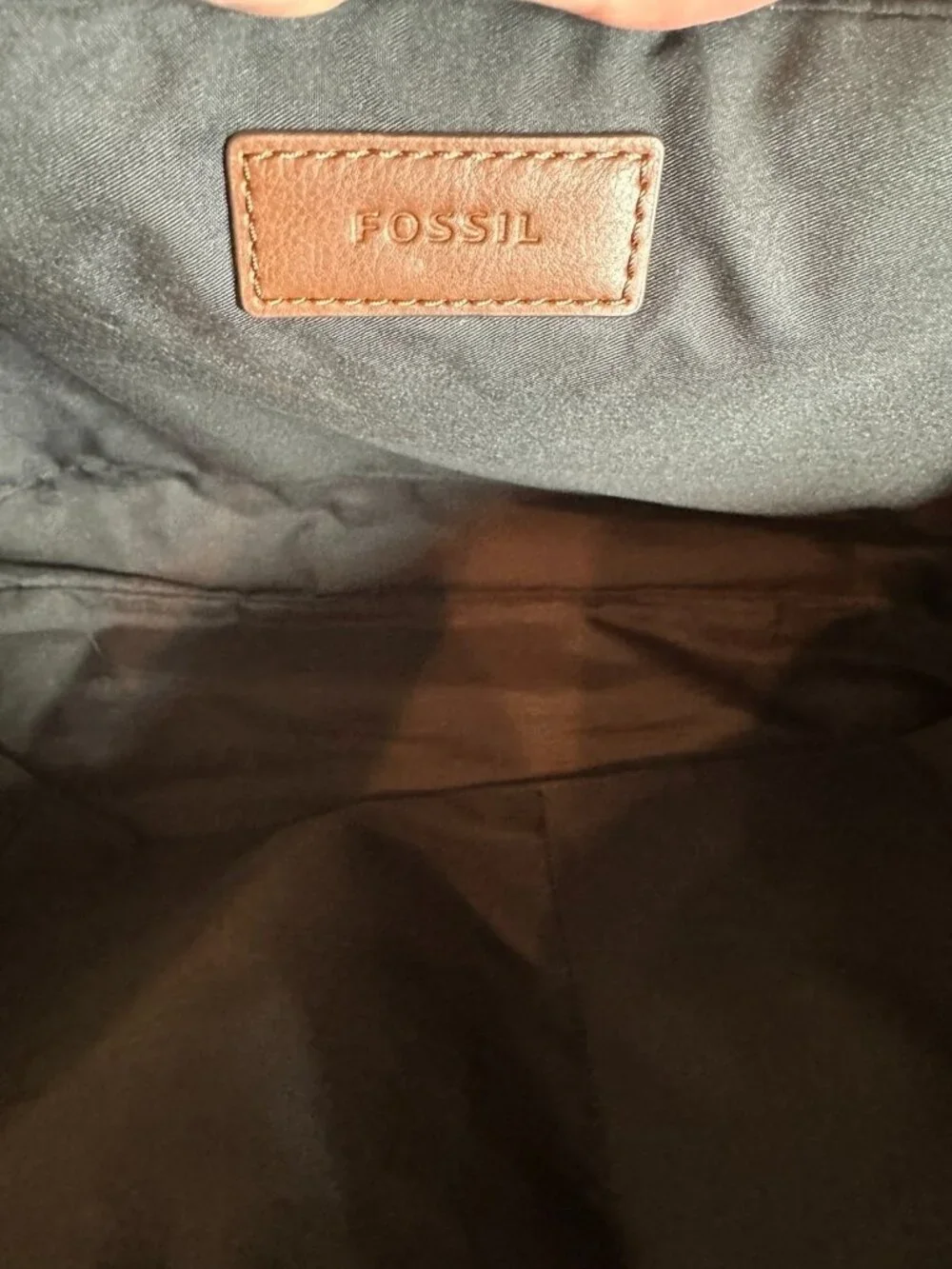 Fossil Black Brown Leather Briefcase Laptop Messenger Business Travel Bag